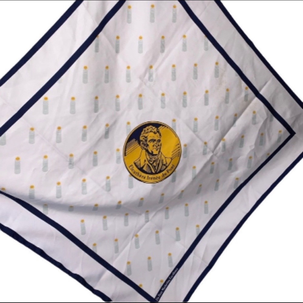 DuPont Delaware white navy gold silky scarf